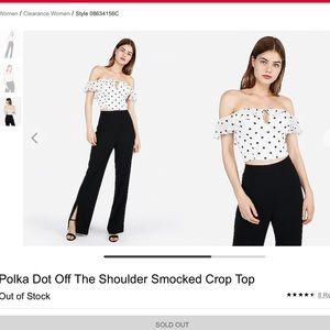 Express polka dot off the shoulder crop top